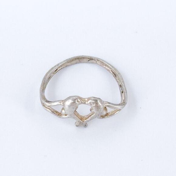 Vintage Sterling Silver 925 Heart Ring Size 2 - Picture 3 of 10